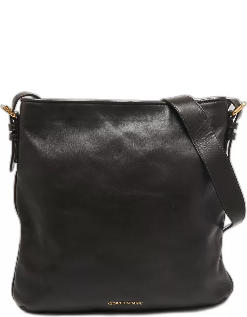 Giorgio Armani Dark Brown Leather Messenger Bag