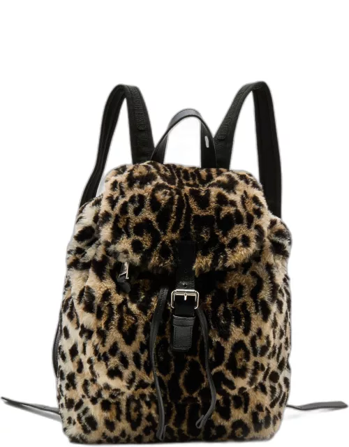 Moschino Multicolor Leopard Print Fur Backpack