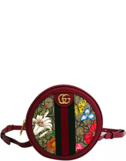 Gucci Red GG Supreme Flora Ophidia Round Backpack Mini