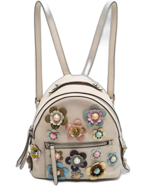 Fendi Cream Leather Mini Flowerland Backpack