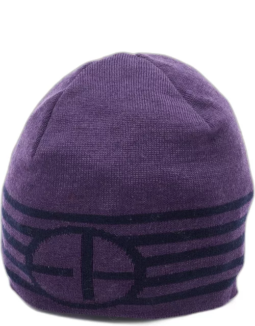 Emporio Armani Purple Striped Wool Beanie 56 c