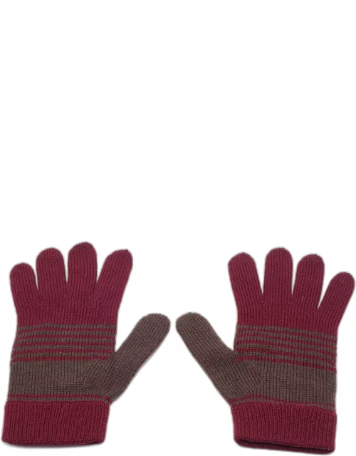 Emporio Armani Burgundy & Beige Wool Glove