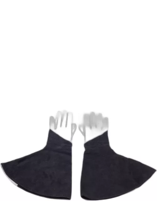 Louis Vuitton Black & Silver Suede & Leather Gloves