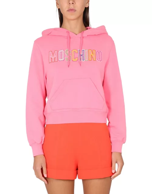 moschino logo crochet sweatshirt