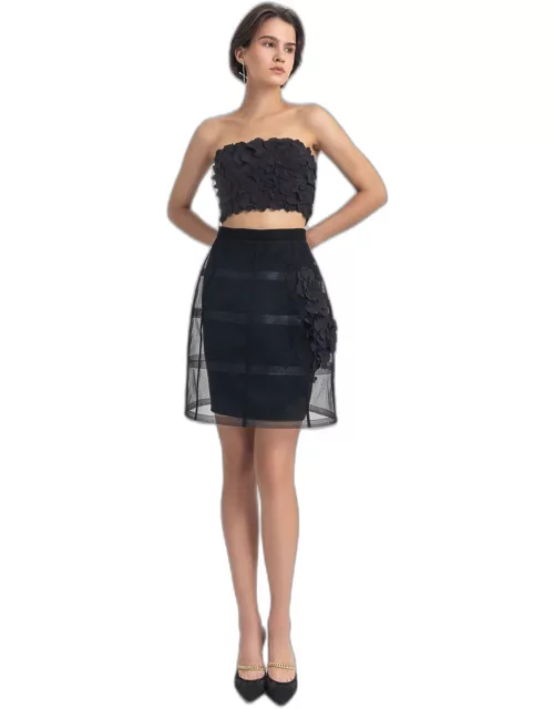 Gemy Maalouf Laser-Cut Top and Cage-Like Skirt