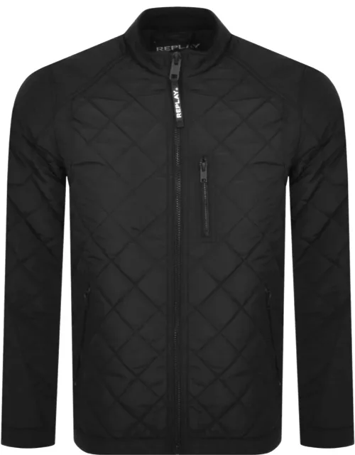 Replay Logo Quilted Jacket Black