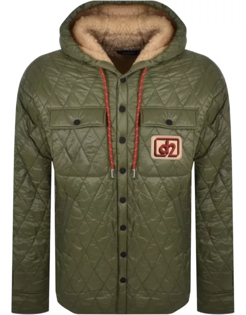 DSQUARED2 Quilt Hooded Jacket Green