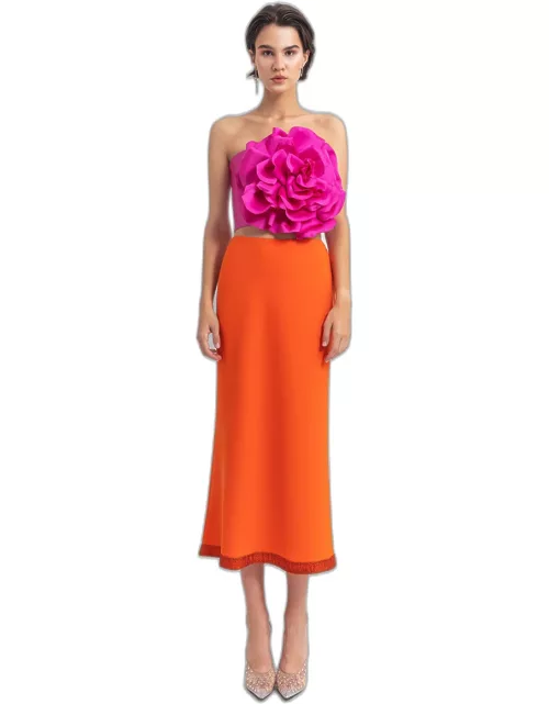 Gemy Maalouf Strapless Satin Top and Crepe Skirt