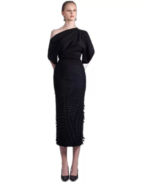 Gemy Maalouf Draped Crepe Top with Skirt