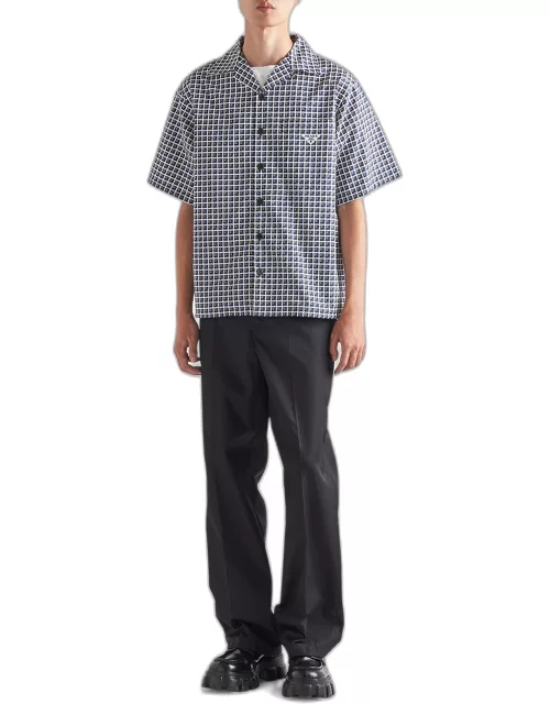 Men's Geometric Poplin Camp Shirt