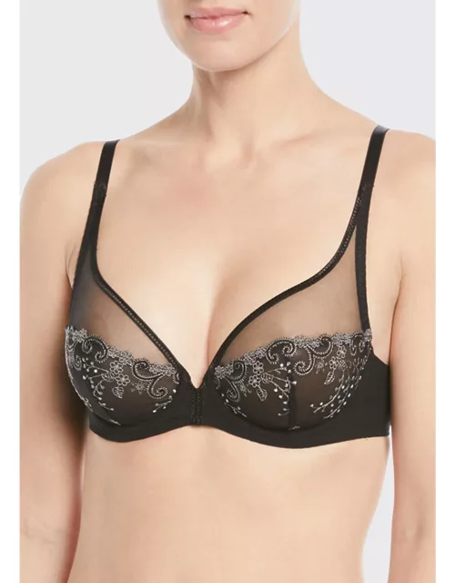 Delice Two-Part Full-Cup Sheer Plunge Bra