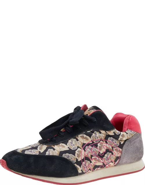 Tory Burch Multicolor Fabric And Leather Low Top Sneaker