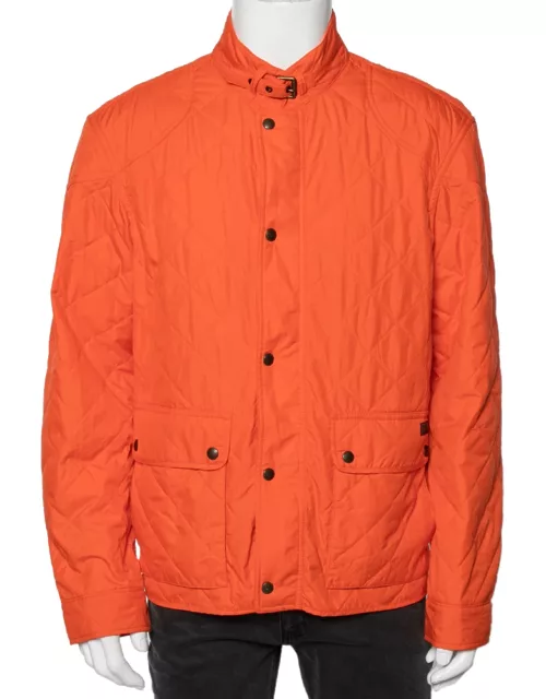 Polo Ralph Lauren Orange Synthetic Quilted Cadwell Bomber Jacket