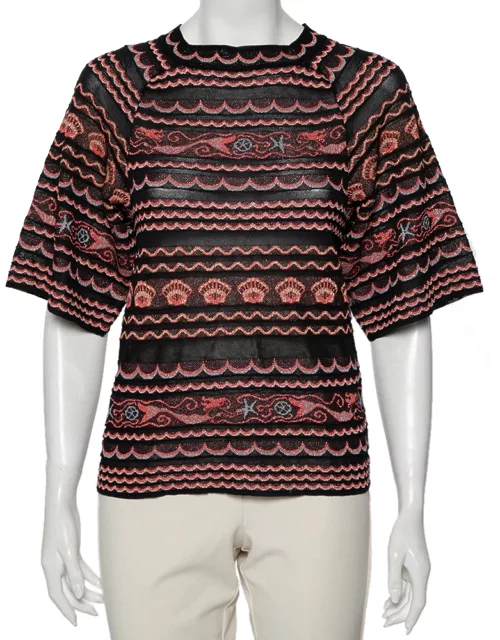 M Missoni Multicolored Wave Patterned Lurex Knit Top