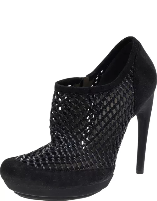 Balenciaga Black Netted Suede Ankle Bootie