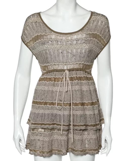 Kenzo Beige Wool & Mohair Tiered Mini Dress
