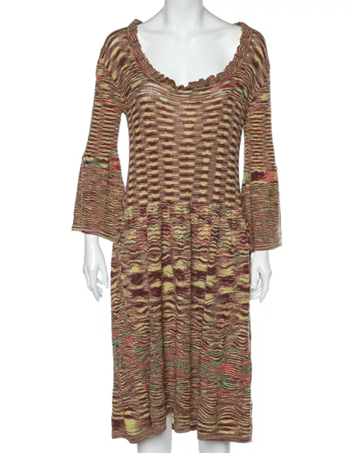 Missoni Multicolor Patterned Wool Knit Midi Dress