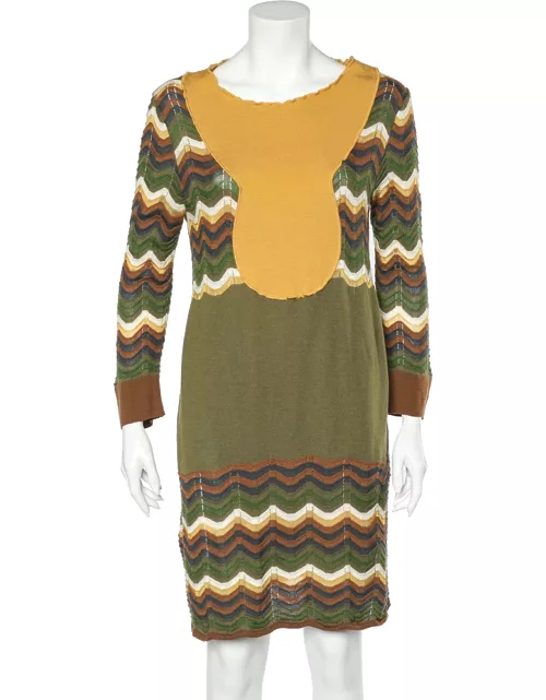 M Missoni Multicolor Patterned Wool Knit Mini Dress