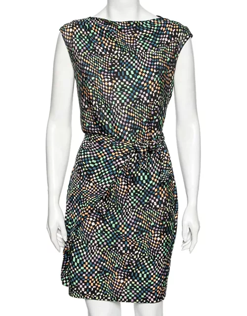 Diane Von Furstenberg Multicolored Printed Jersey Tie Detail Manda Dress