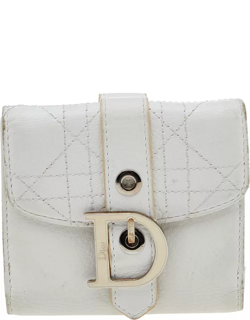 Dior White Cannage Leather French Wallet