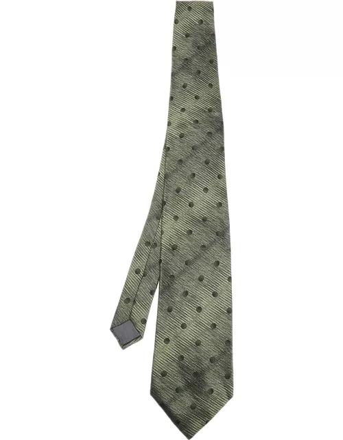 Lanvin Green Polka Dot Silk Jacquard Tie