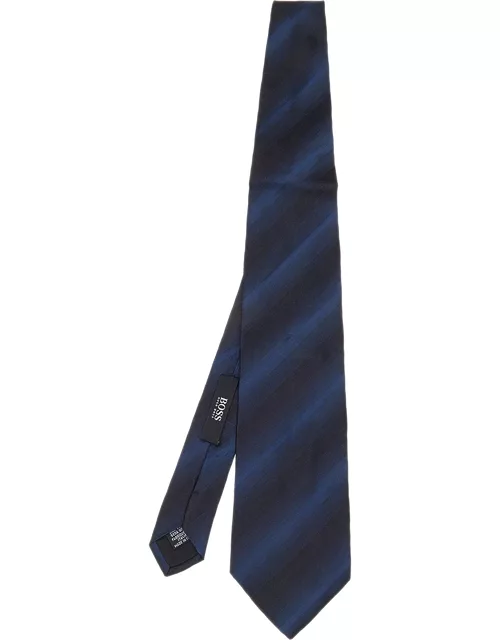 Boss By Hugo Boss Black & Blue Striped Silk Tie