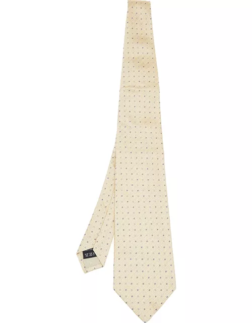 Dunhill Pale Yellow Micro Motif Silk Jacquard Tie