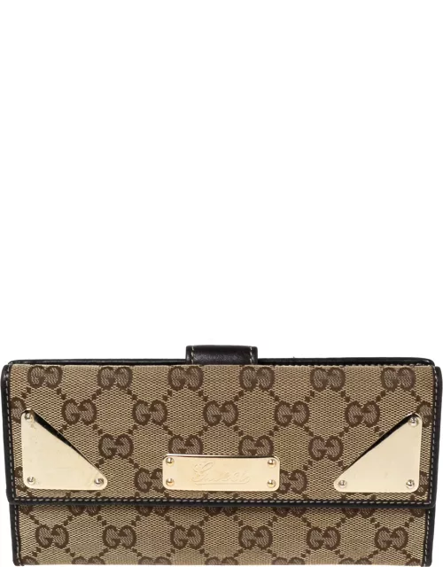 Gucci Dark Brown/Beige GG Canvas and Leather Indy Continental Wallet