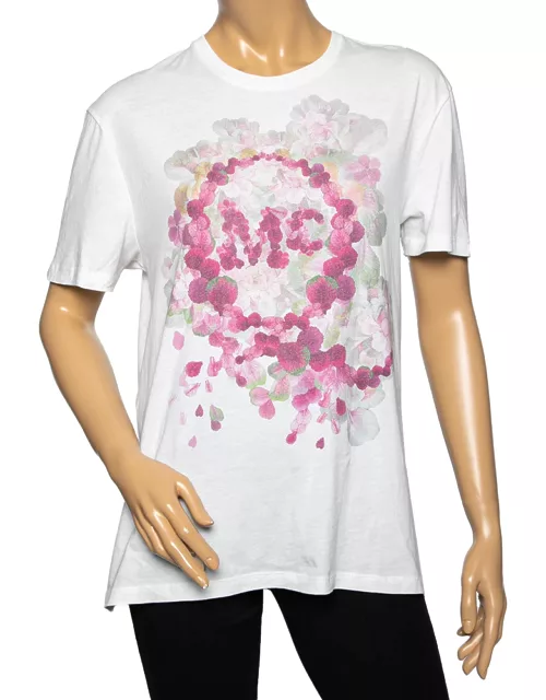 McQ by Alexander McQueen White Cotton Floral Print Top