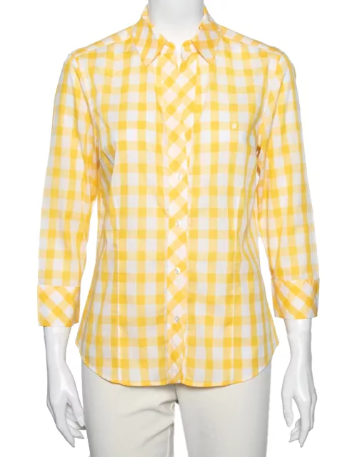 CH Carolina Herrera Yellow Checked Cotton Long Sleeve Shirt
