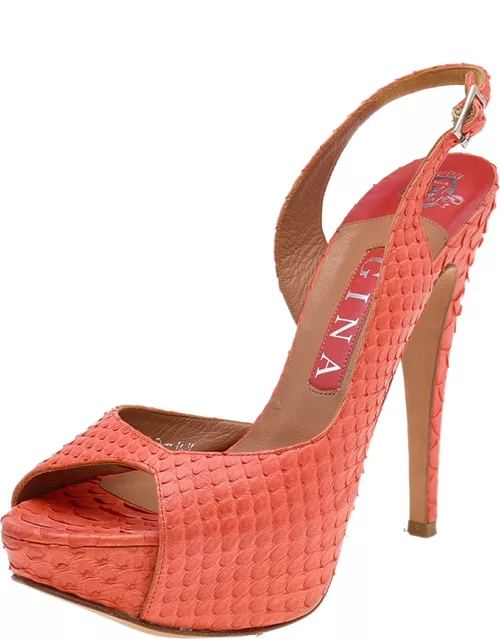 Gina Orange Python Leather Ankle Strap Sandal