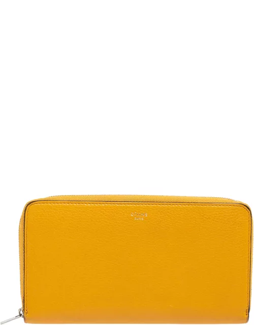 Celine Mustard Yellow Leather Zip Around Wallet
