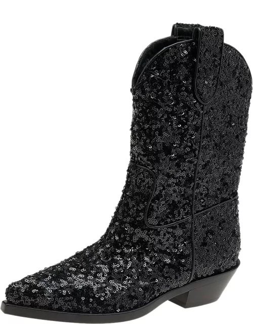 Dolce & Gabbana Black Sequins Boot