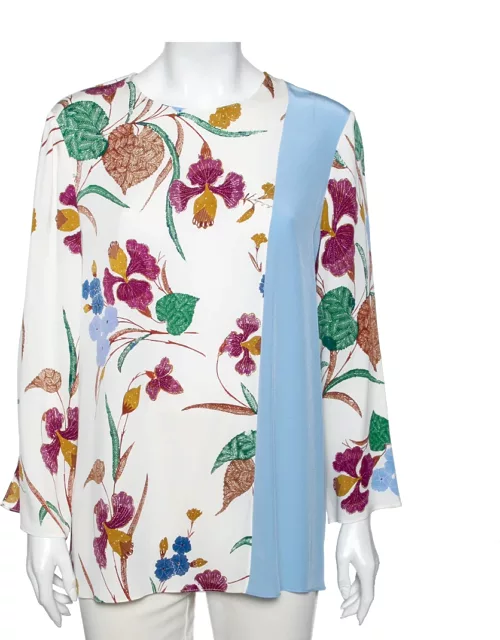 Diane von Furstenberg Multicolor Floral Printed Long Sleeves Top