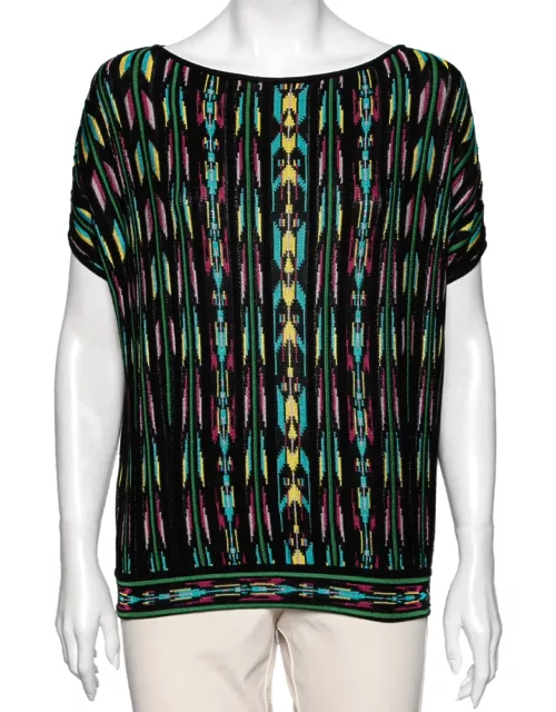 M Missoni Multicolor Perforated Pattern Knit Top