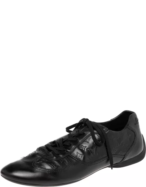 Louis Vuitton Black Monogram Embossed Leather Lace Up Sneaker
