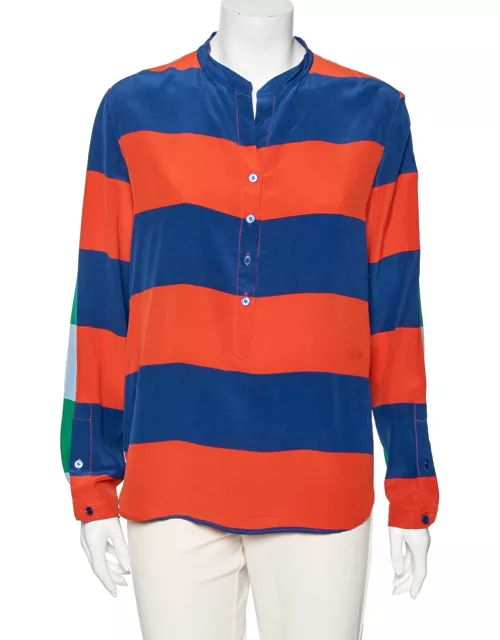 Stella McCartney Multicolored Striped Silk Button Front Shirt