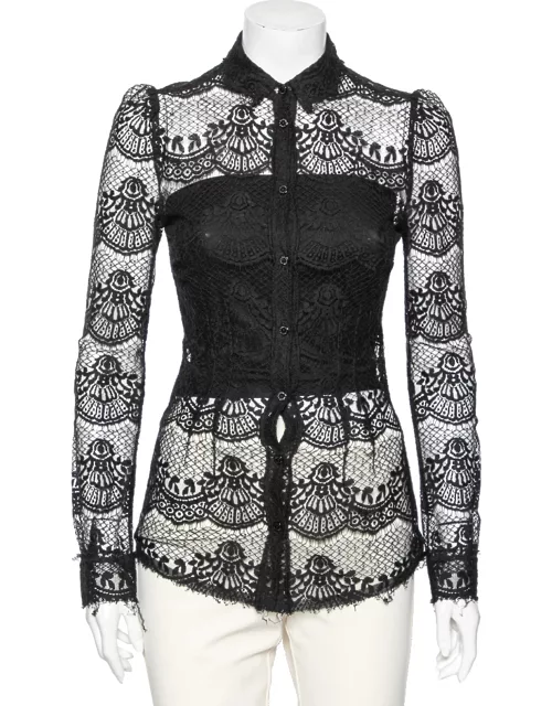 Dolce & Gabbana Black Lace Full Sleeve Shirt