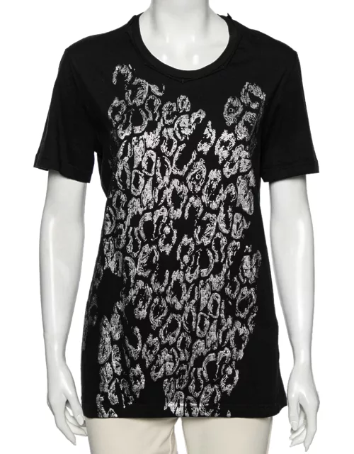 Roberto Cavalli Black Animal Printed Cotton Short Sleeve T-Shirt