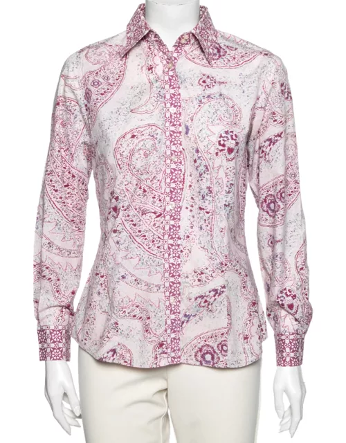 Etro Pink Floral Printed Cotton Button Front Shirt