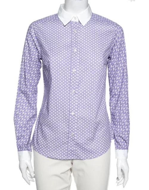 Etro Purple Multi Motif Print Cotton Button Front Shirt