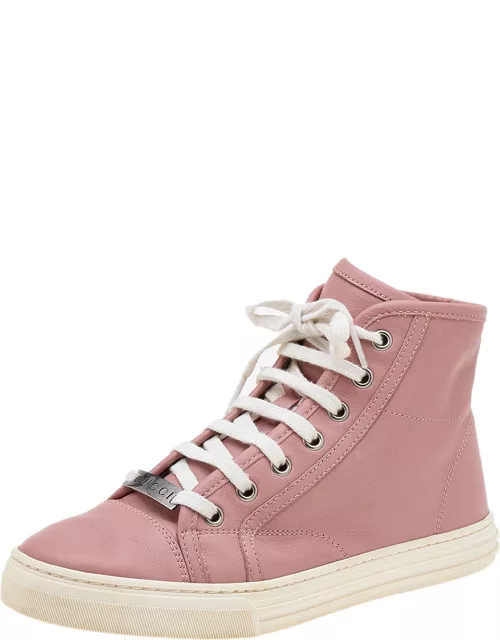 Gucci Old Rose Leather High Top Sneaker