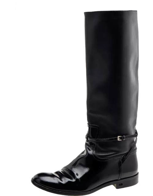 Dior Black Patent Leather Knee Length Boot