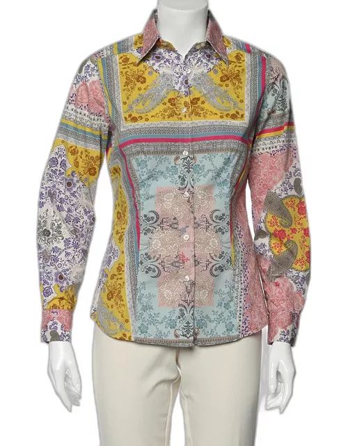 Etro Multicolor Floral Printed Cotton Button Front Shirt