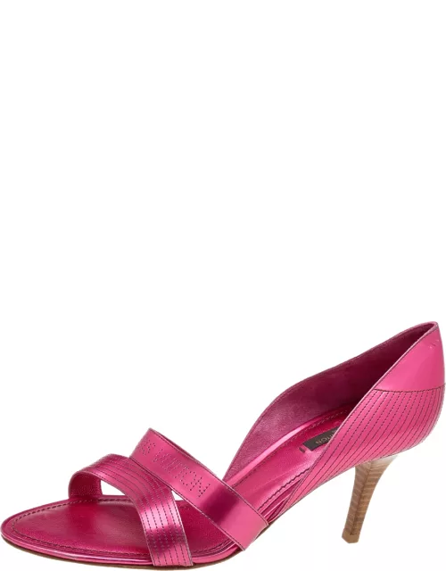 Louis Vuitton Metallic Pink Leather Open Toe Sandal