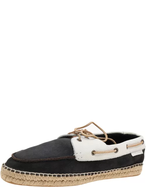 Giorgio Armani Black/White Nubuck Leather Espadrille Boat Shoe