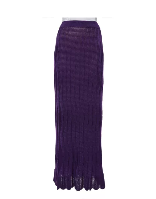 M Missoni Purple Patterned Wool Knit Maxi Skirt
