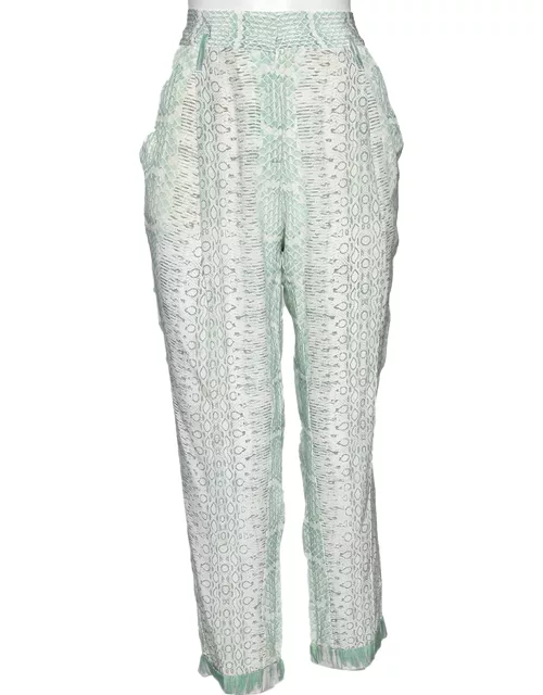 Roberto Cavalli Green Python Printed Trousers