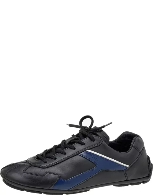 Prada Sport Black/Blue Leather Low Top Sneaker