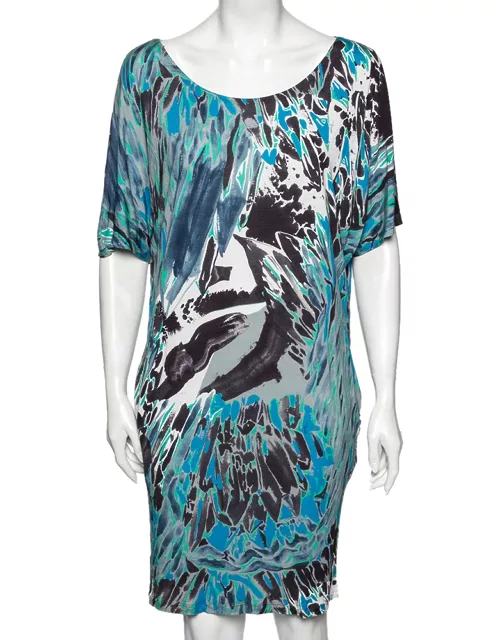 Emilio Pucci Multicolor Printed Jersey Short Sleeve Dress